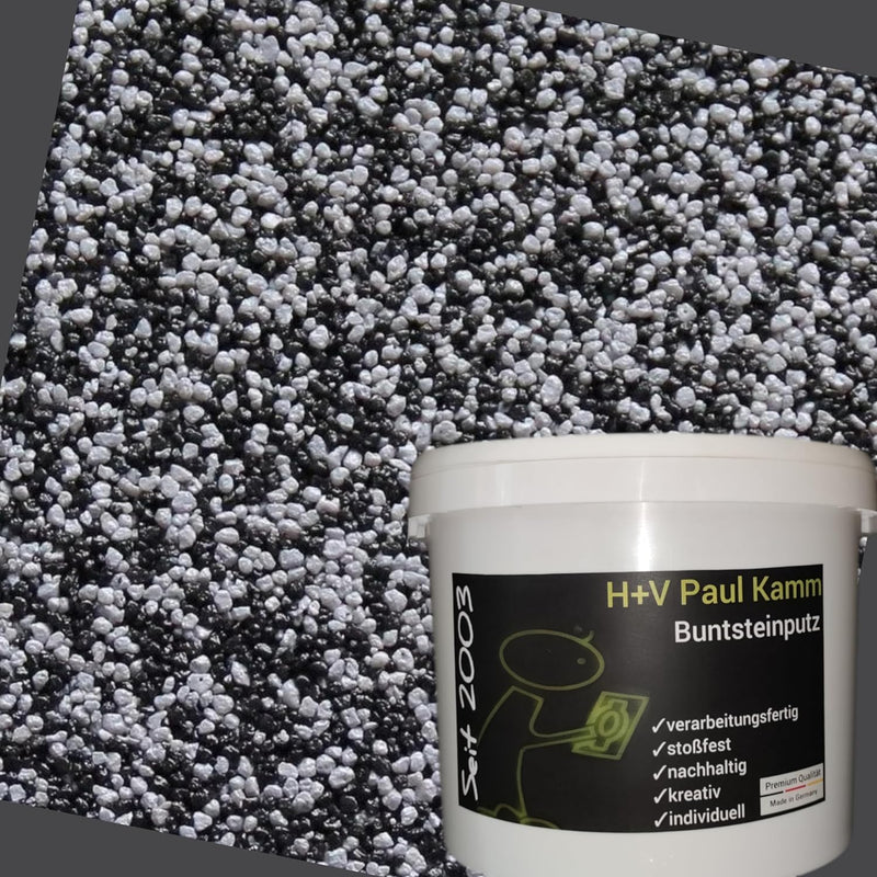 20kg Buntsteinputz Mosaikputz 1-2mm SOP23 Schwarz/Grau Wandputz - Hergestellt in Bayern