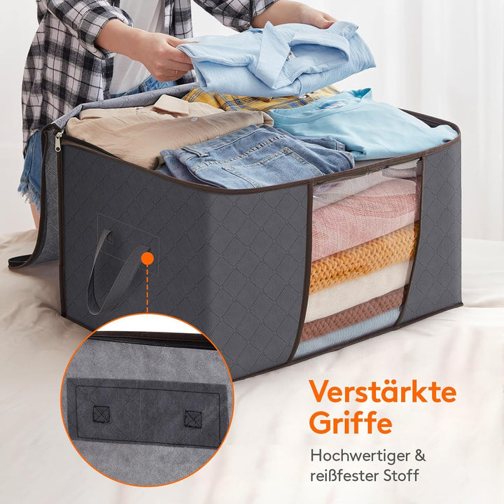 Lifewit 6 Stück Gross Aufbewahrungsbox mit Deckel, 75L Aufbewahrungstasche für Bettdecken Kleidung A