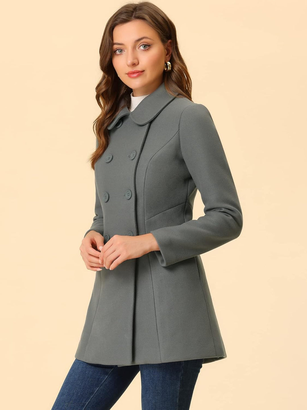 Allegra K Damen Trenchcoat Erbsenmantel S Dunkel Grau, S Dunkel Grau