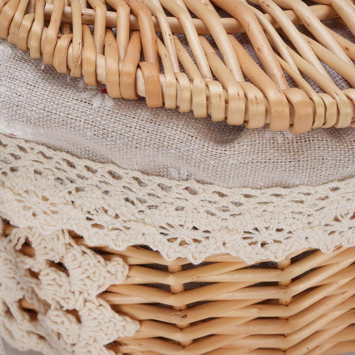 Cocoarm Picknickkorb aus Korbgeflecht mit Doppelter Öffnung, Gänseblümchen Design, 25,4 x 18,1 x 24,