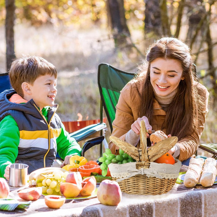 Toddmomy Geflochtener Rattan Picknickkorb Mit Deckel Ovaler Aufbewahrungskorb Für Garten Obst Und We
