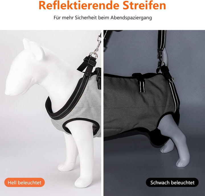 LUCKY LUCY Hundegeschirr mit Griff, Verstellbare Hunde-Tragehilfe für Hinterbeine & Vorderlauf-Stütz