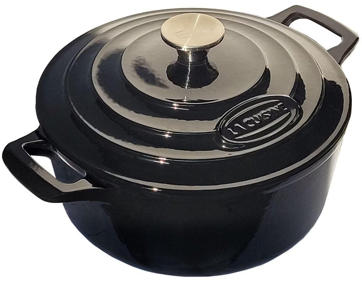 La Cuisine Eemaillierte Gusseisen Bräter Schmortöpfe Auflaufform Kasserollen 26cm 4.75 L.Schwarz Mat