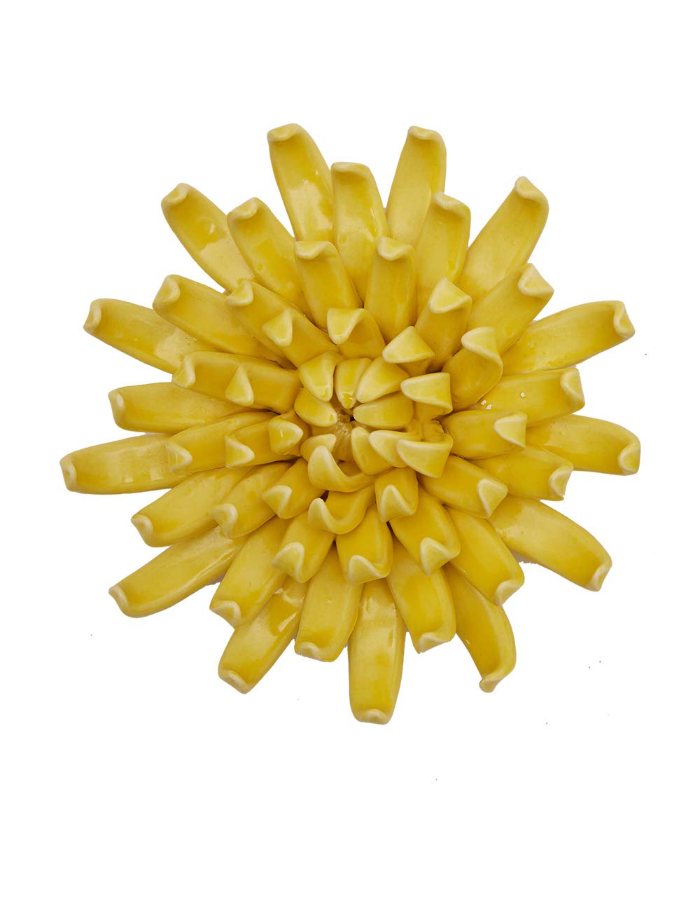 SEINHIJO Wand Dekoration Skulptur 3D Blumen Wandkunst Dekor Wohnzimmer Statue Keramik Gelb Arts 13cm