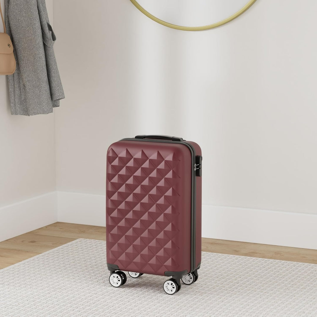 BEIBYE Zwillingsrollen 2066 Hartschale Trolley Koffer Reisekoffer Gepäck M-L-XL-Set (Weinrot, M) Wei