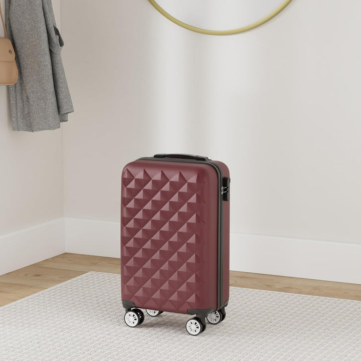 BEIBYE Zwillingsrollen 2066 Hartschale Trolley Koffer Reisekoffer Gepäck M-L-XL-Set (Weinrot, M) Wei