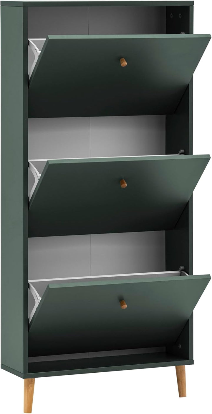 Schildmeyer Bjarne Schuhschrank 160174, waldgrün, 59,8 x 19,5 x 131 cm, platzsparend durch geringe T