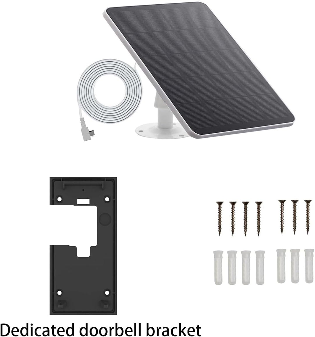 Solar-Ladegerät für Ring, Video-Türklingel (2. Generation – Version 2020) Schwarz, Schwarz