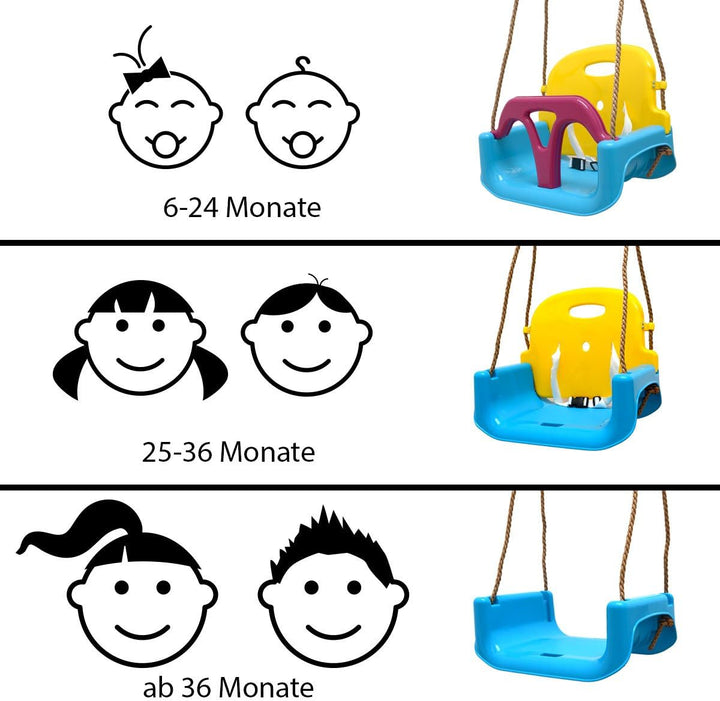 LittleTom 3-in-1 Babyschaukel Outdoor ab 6 Monate - 40x43x33 Gartenschaukel Baby Schaukel Kleinkinde