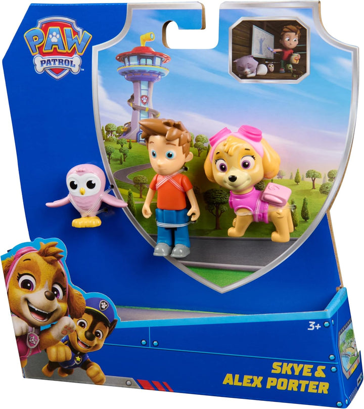 PAW Figurenpaket Patrol Skye und Alex Porter mit Lil Hootie Figur, Kinderspielzeug für Jungen und Mä