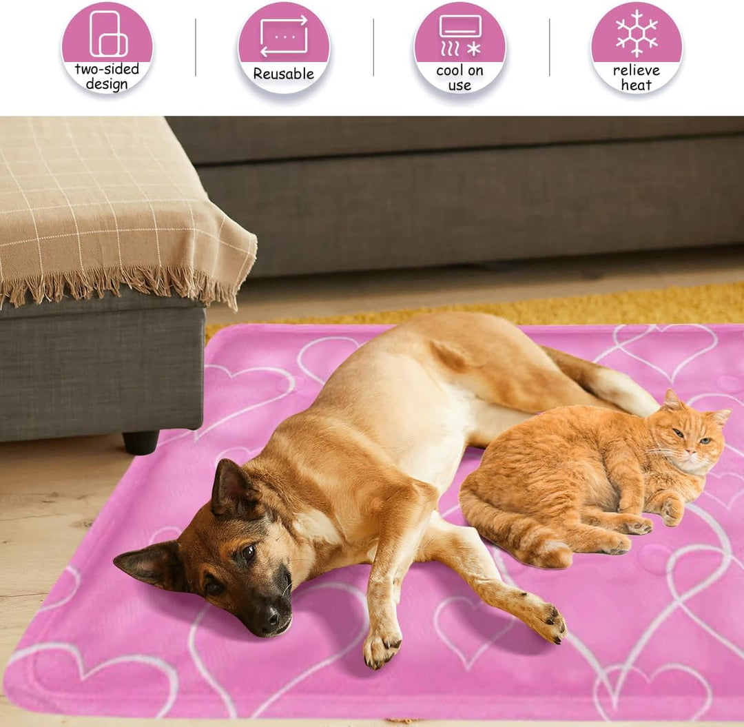 Kühlmatte Hund,60x50cm Kühlmatte Katze Rosa,Kühldecke Hund mit Selbstkühlend Ungiftiges Gel,Kühlmatt