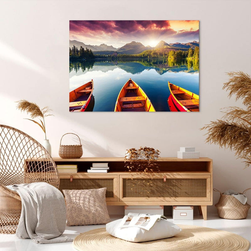 ARTTOR Bilder auf Leinwand 100x70cm Leinwandbild mit Rahmen See Natur Gross Wanddeko Bild Schlafzimm