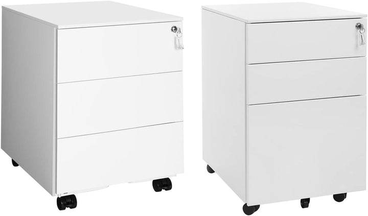 SONGMICS Rollcontainer, Aktenschrank mit 4 Rollen, 39 x 45 x 55 cm, Büroschrank mit 5 Rollen, 52 x 3