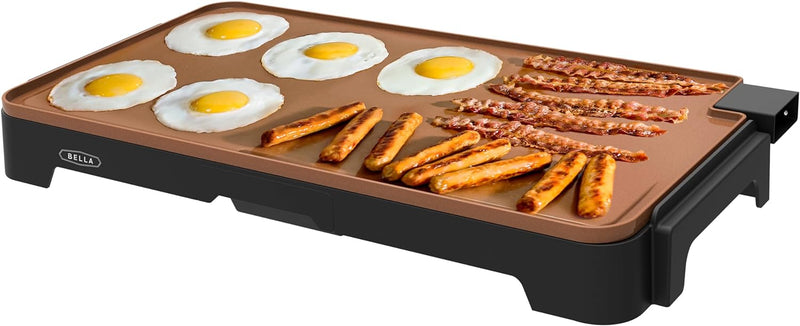 BELLA XL Electric Ceramic Titanium Griddle, Make 10 Eggs At Once, Healthy-Eco Non-stick Coating, Has