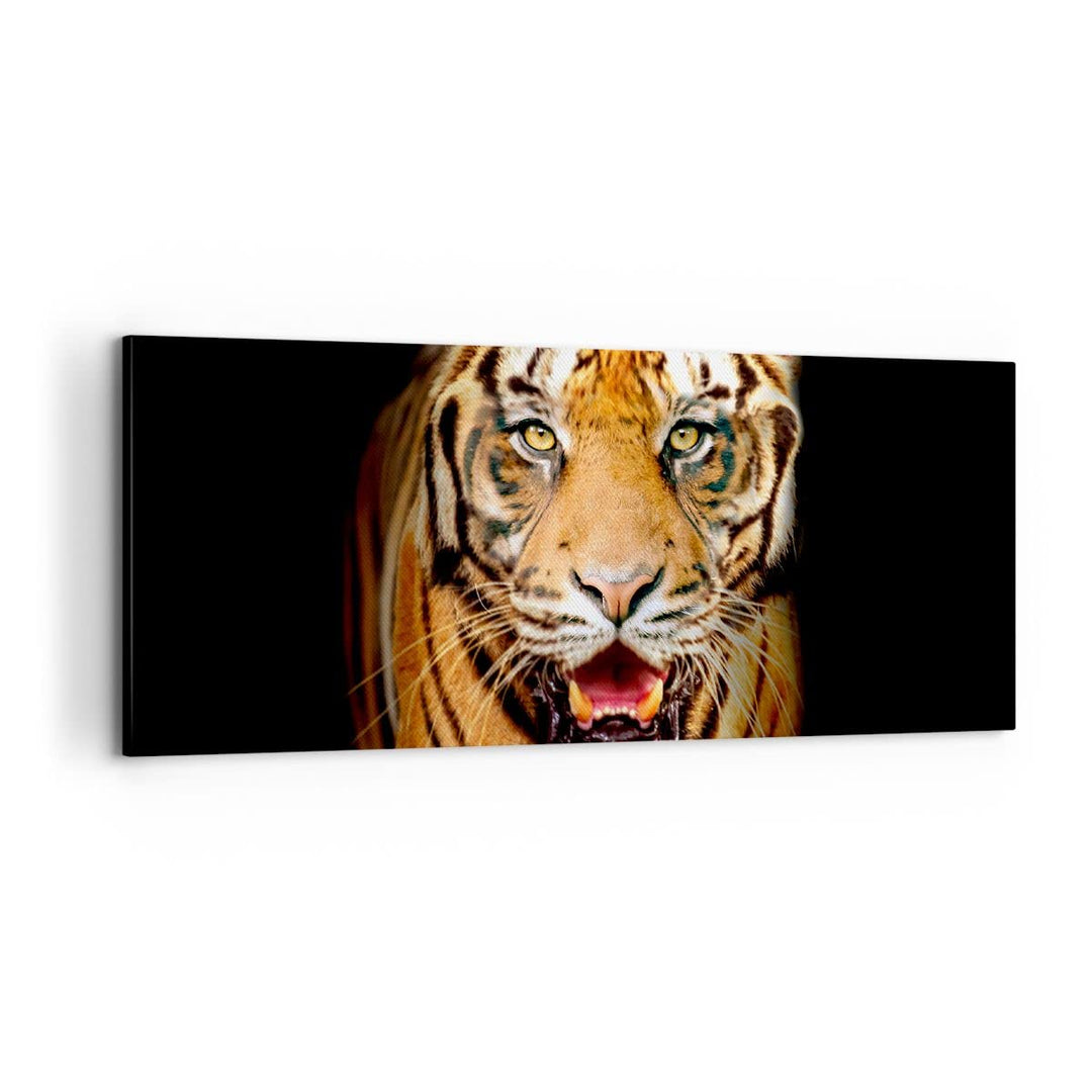 Panorama Bilder auf Leinwand 100x40cm Leinwandbild mit Rahmen tiger tier Gross Wanddeko Bild Schlafz