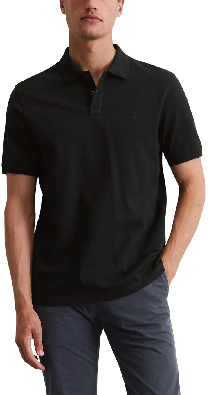 Marc O'Polo Herren Kurzarm-Poloshirt aus Bio-Baumwolle Regular Fit XS Schwarz, XS Schwarz