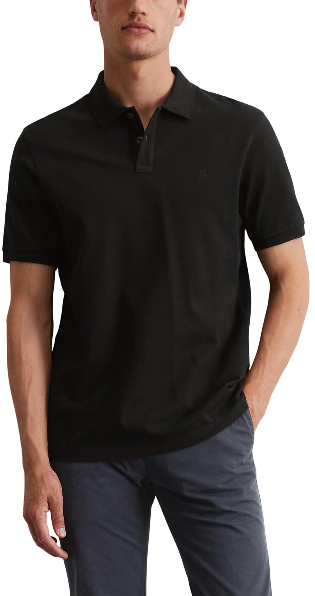 Marc O'Polo Herren Kurzarm-Poloshirt aus Bio-Baumwolle Regular Fit M Schwarz, M Schwarz