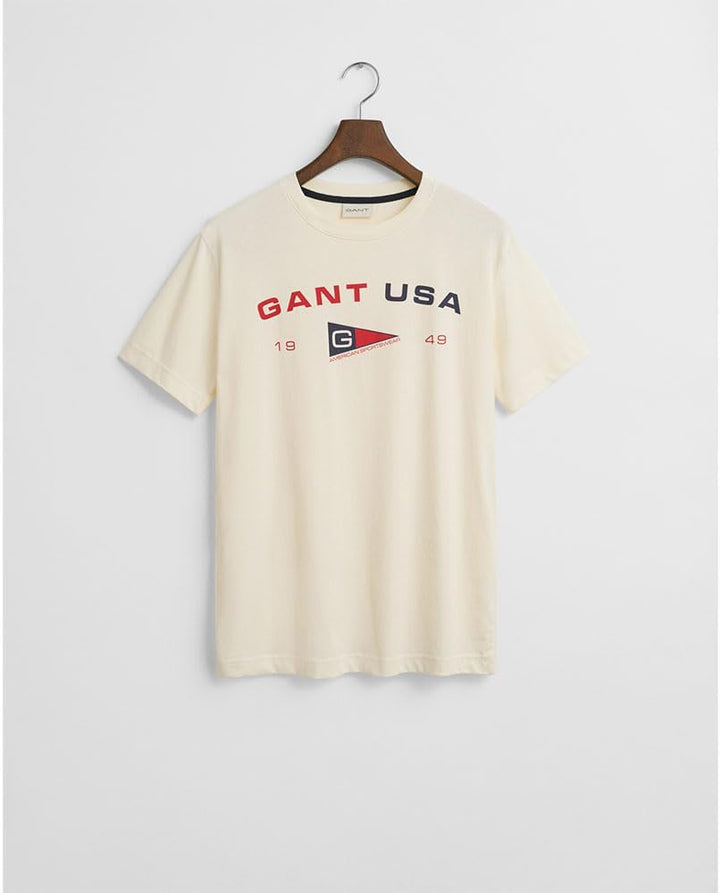 GANT Herren Printed Graphic Ss T-Shirt S Cream, S Cream