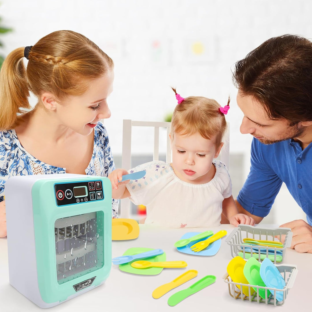 deAO Kinder Küchenset Spielzeug, Geschirrspüler Spielset mit Vielzahl von Zubehör, Sound und Lichter
