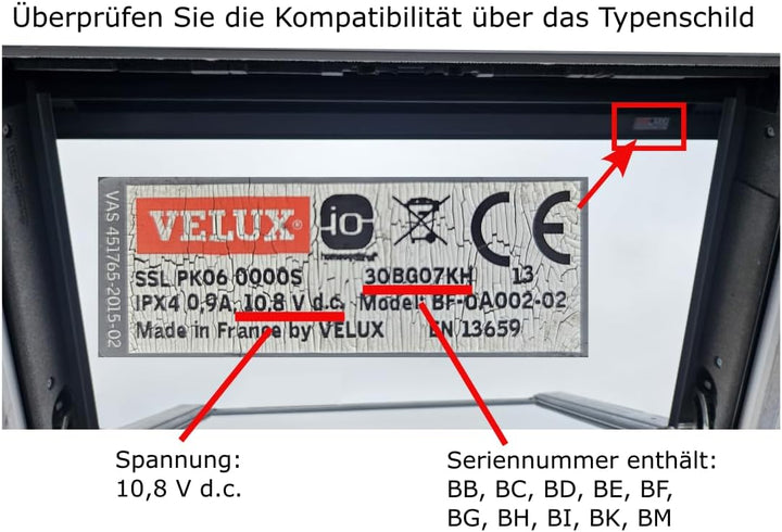 Reparatursatz für Velux Solar Panel/Modul, SSL Rollladen, Bj.2012 bis 2022