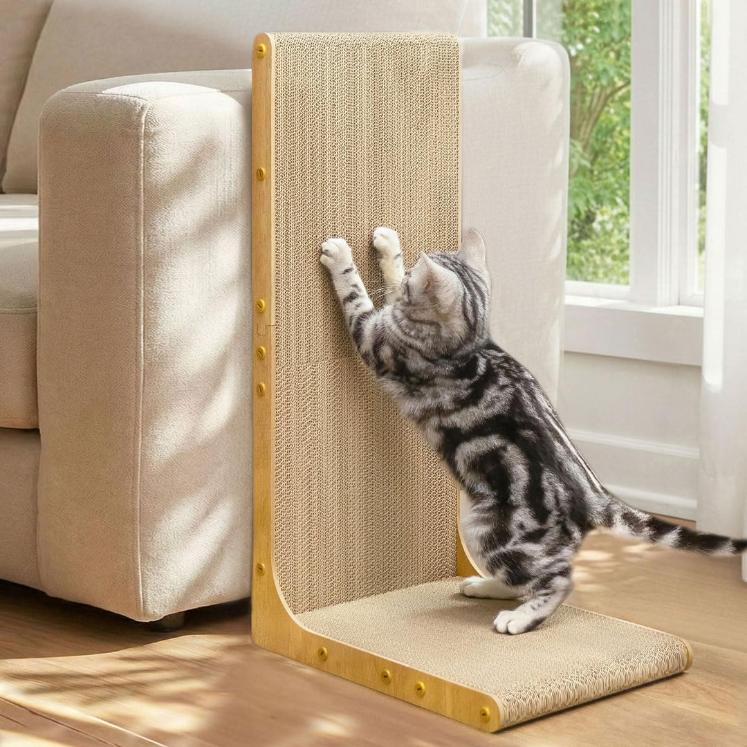Conlun Kratzbrett für Katzen,66 cm L-förmige Wandmontage, vertikale Kratzfläche, strapazierfähige Pa