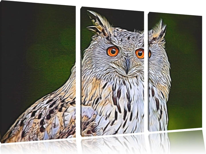 aufmerksame Waldohreule NewArt 3-Teiler Leinwandbild 120x80 Bild auf Leinwand, XXL riesige Bilder fe