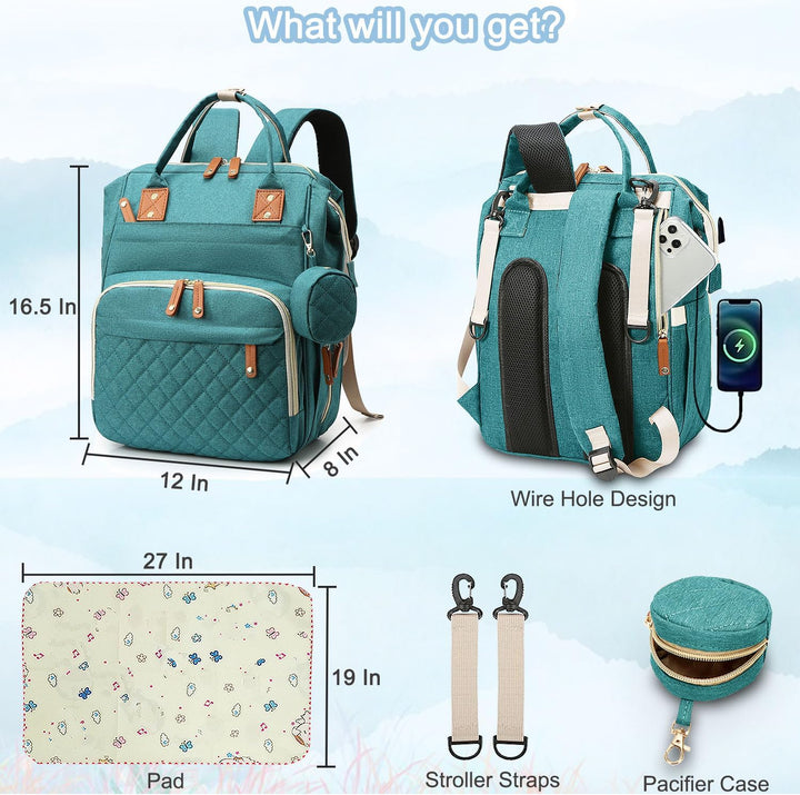 SHITIESHOU Diaper Bag Backpack Baby Bag, Baby Girl Boy Diaper Bag for Dad Mom with Pad, 16 Pockets G
