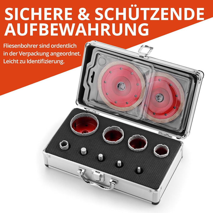 GETLITOOL 11tlg Diamant Fliesenbohrer Set 6-68mm, 125mm Trennscheibe, Diamant Lochsägeset für Porzel