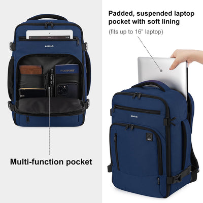 ECOHUB Rucksack 40x20x25 für Ryanair Flugzeug Reiserucksack Handgepäck Gepäck Laptop Daypacks PET-Re