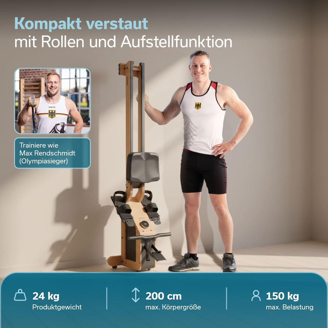 Skandika Rudergerät für Zuhause Torin P6-G | Rudergeräte Krafttraining, mit Eigenantrieb, Rahmen aus