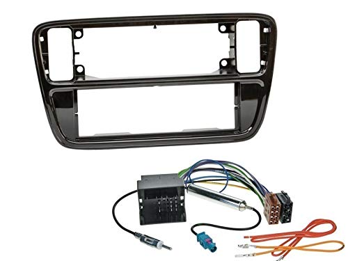 EHO 1 Din Radio Einbauset Blende Radioanschlusskabel Antennenadapter für VW Up (AA/AAN) Baujahr 2011
