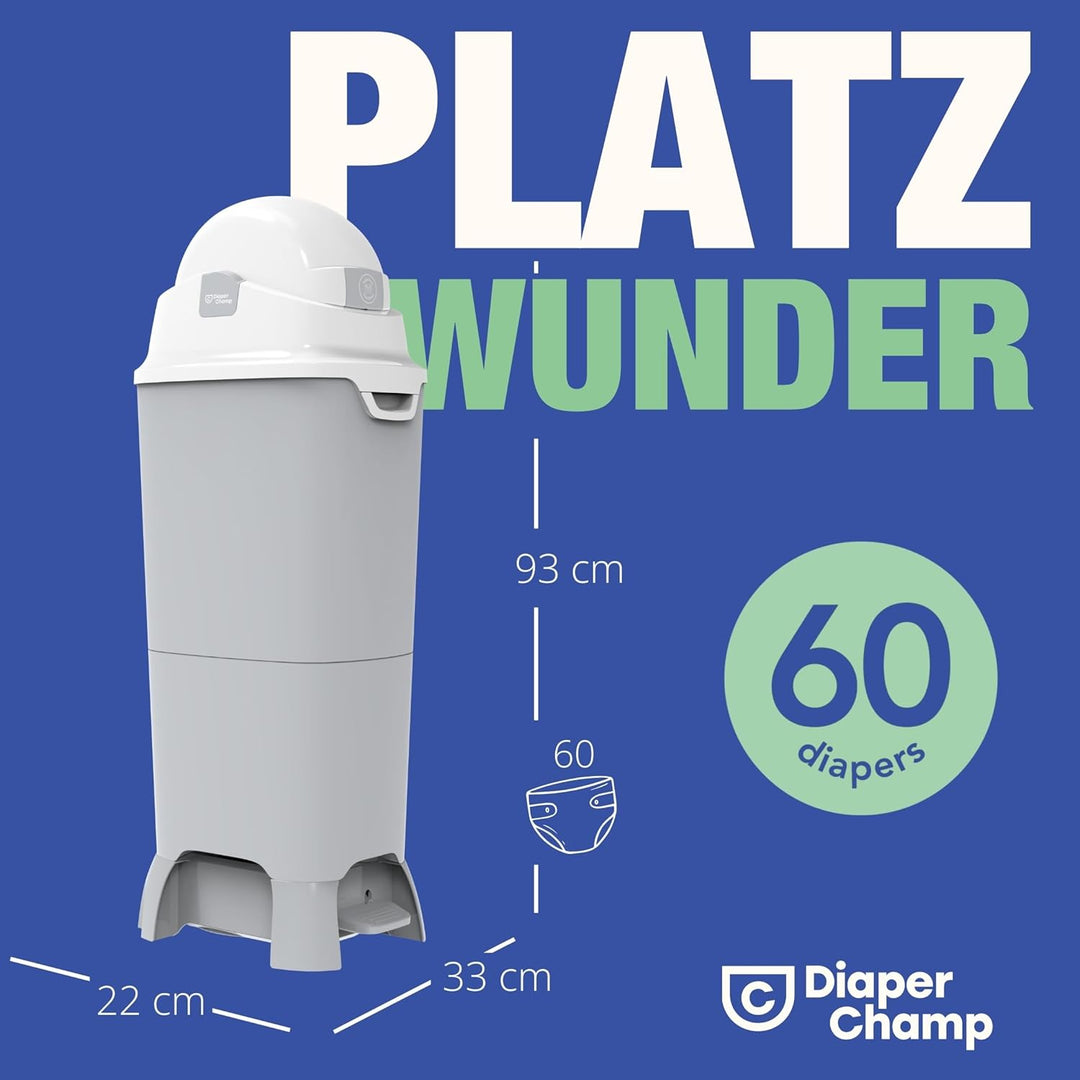 DIAPER CHAMP ONE Maxi Handsfree mit Pedal - Windeleimer - geruchsdicht - berührungslose Bedienung -