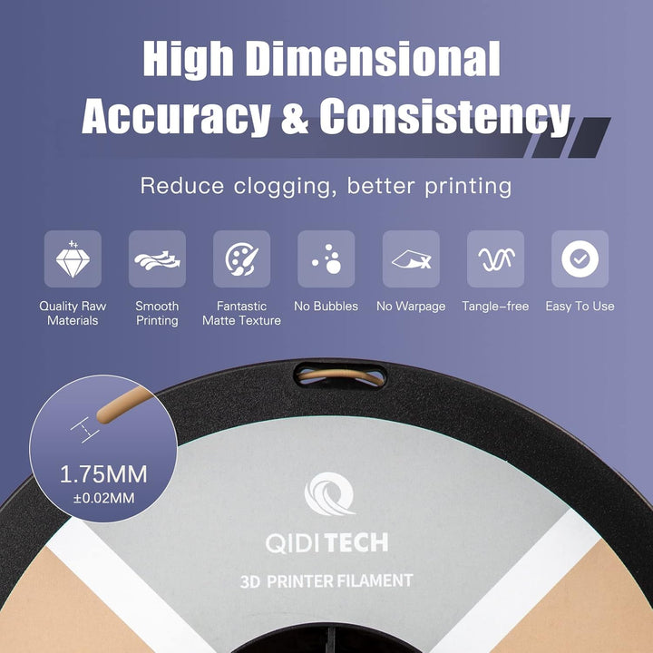 QIDI TECH Matte PLA Rapido Filament 1.75mm, PLA Matte 3D Drucker Filament 1kg Spule (2.2lbs), Geeign