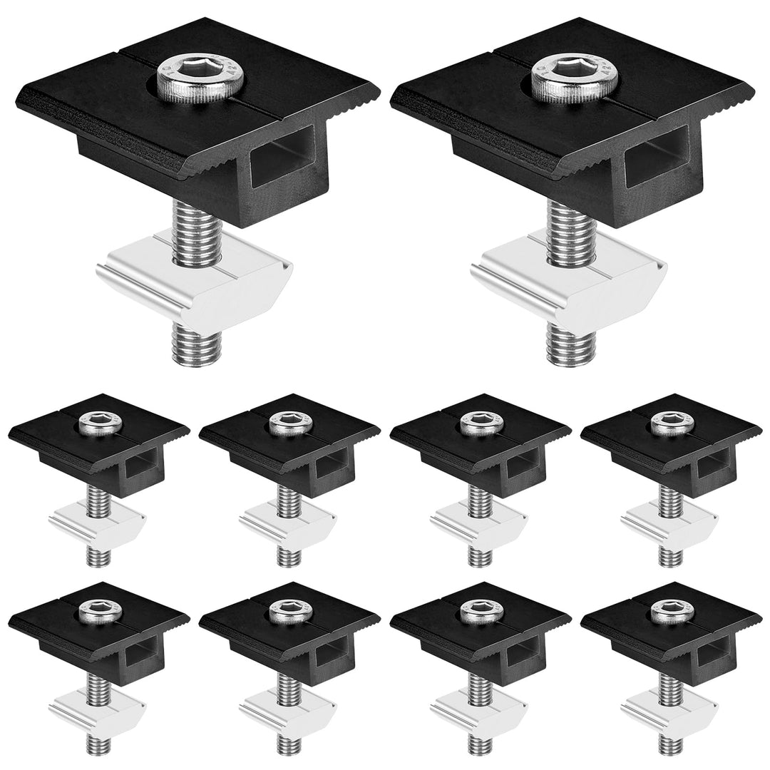 Solarmodul Halterung Mittelklemmen 30mm Schwarz: 10 Stück Solarpanel Halterung, PV Modul Klemmen, Al