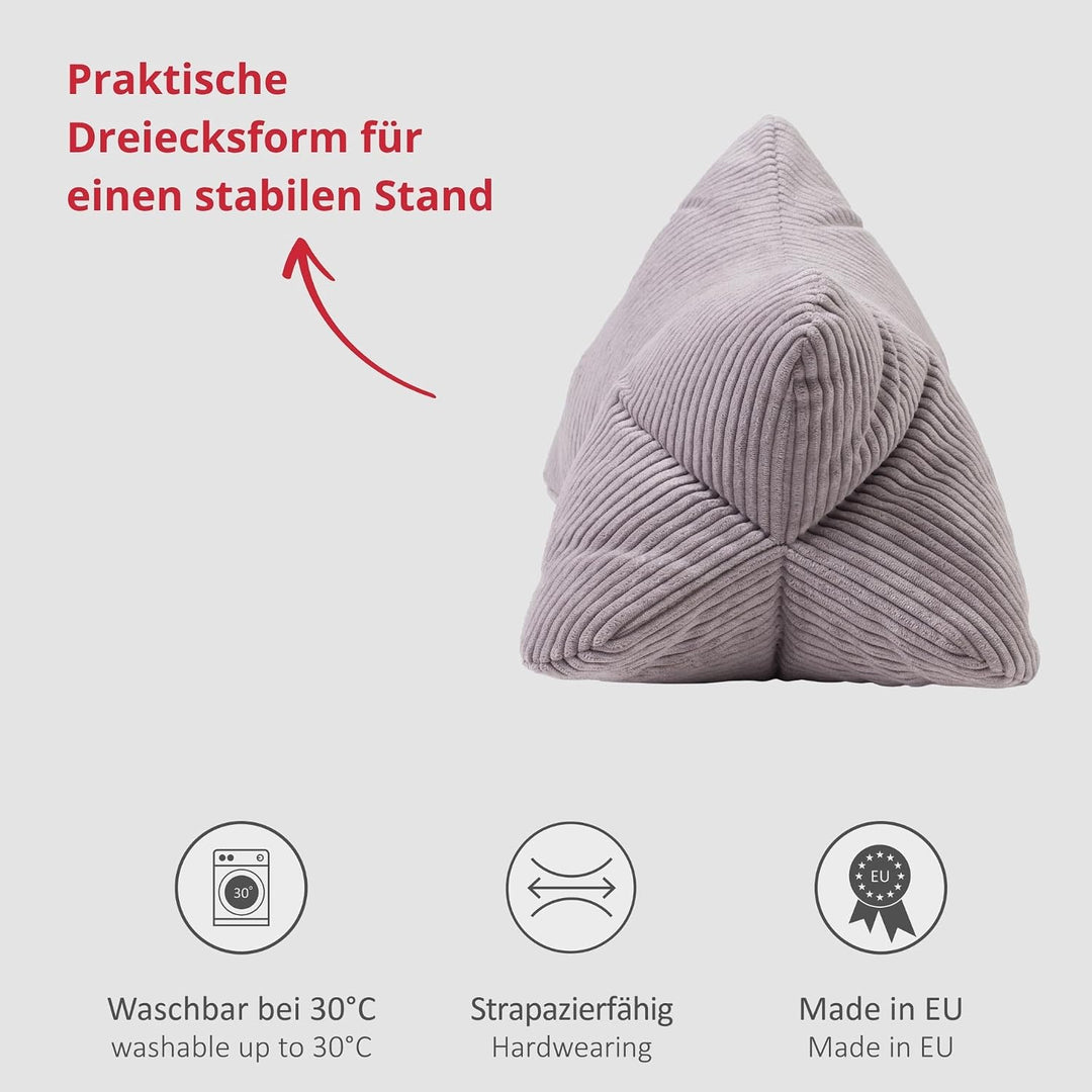 liebling Cord Lesekissen für Bett und Sofa, Bücherkissen, Lesehilfe, 40x25 cm, Leseknochen, Serie Ve
