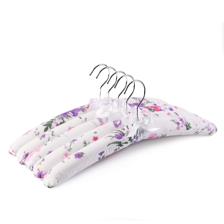 Amber Home 10 Stück 43cm Bedrucken Weiss Kleiderbügel aus Satin, Weiche Seide Aufhänger für T-Shirt
