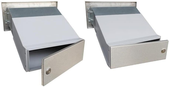 D-041 Edelstahl Mauerdurchwurf Briefkasten mit Klingel (Tiefe: 23-38 cm) - LETTERBOX24.de