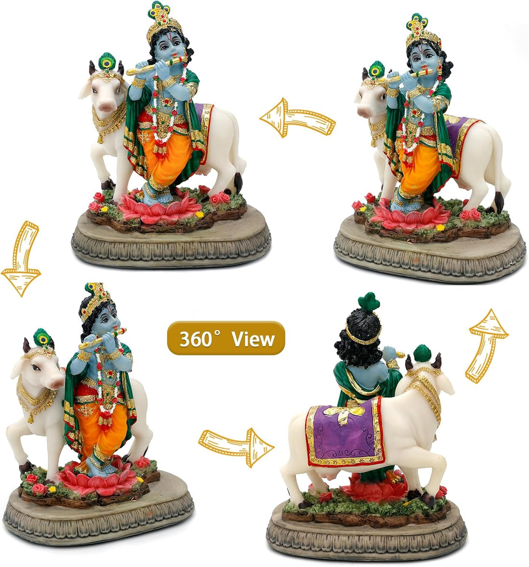alikiki Statue Hindu-Gott Lord Krishna – 14,5 cm H Indien Idol Krishna Skulptur Geschenke für indisc