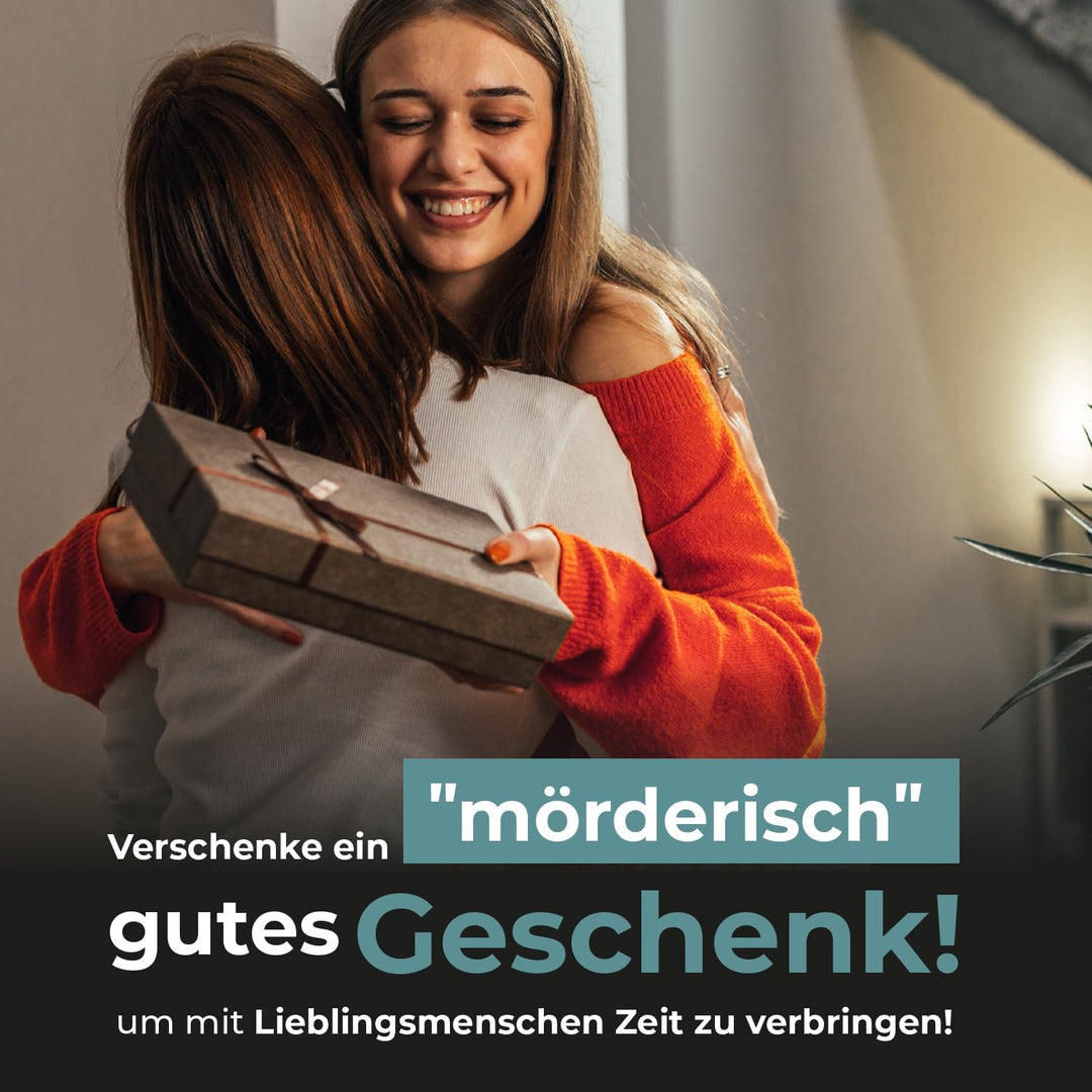 Krimispiel Mord im Kostüm – Champagner-Rausch und eine Leiche – Krimi Dinner Spiel für zuhause für 4