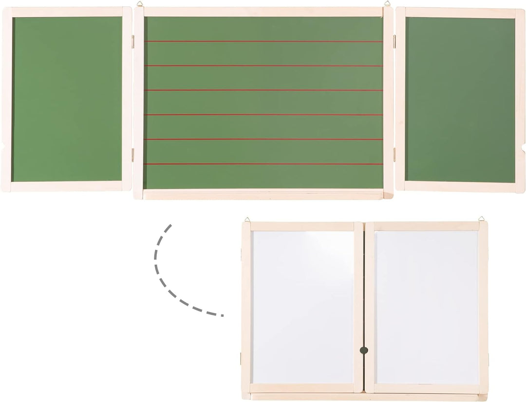 roba Tafel, Hängetafel faltbar, mit Maltafel magnetisch weiss, Kreidetafel liniert, Tafellack Hänget