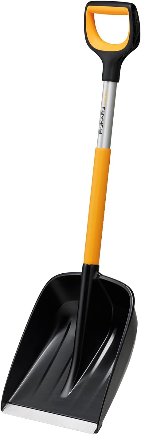 Fiskars Auto-Schneeschaufel, X-series, Länge: 98 cm, Aluminium/Polymer, Schwarz/Orange/Grau, 1057393