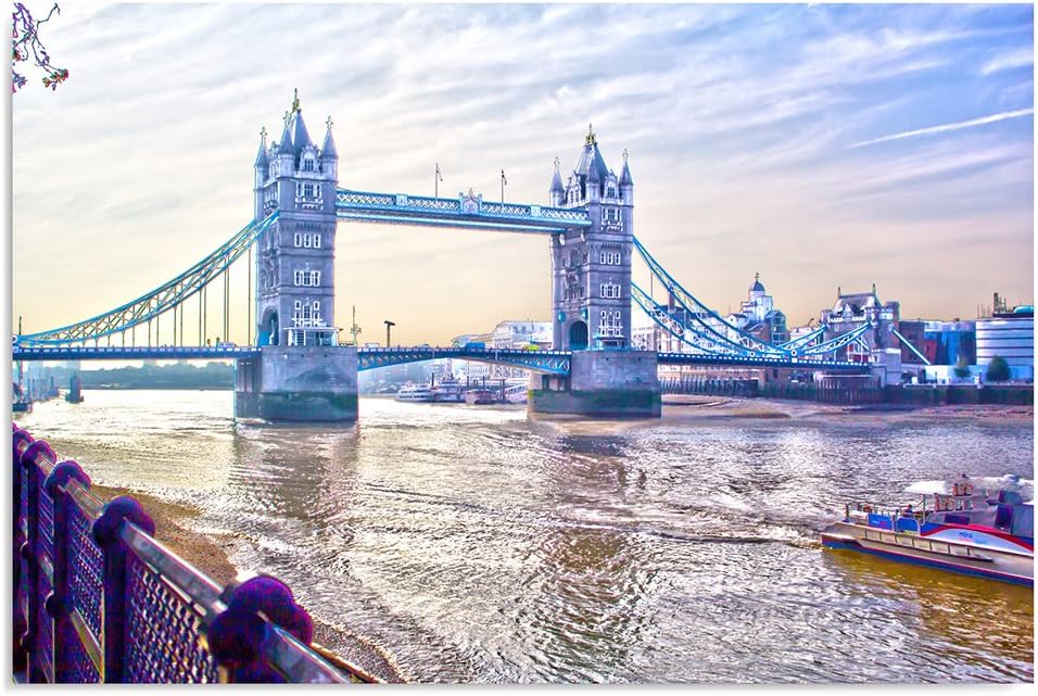 Feeby Frames, Leinwandbild, Bilder, Wand Bild, Wandbilder, Kunstdruck 60x80cm, LONDON BRÜCKE, AUSSIC