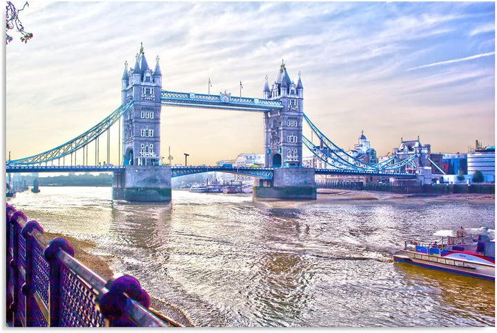 Feeby Frames, Leinwandbild, Bilder, Wand Bild, Wandbilder, Kunstdruck 60x80cm, LONDON BRÜCKE, AUSSIC