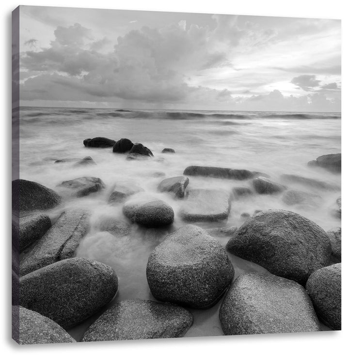 Pixxprint Romantisches Meer / 70x70cm Leinwandbild bespannt auf Holzrahmen/Wandbild Kunstdruck Dekor