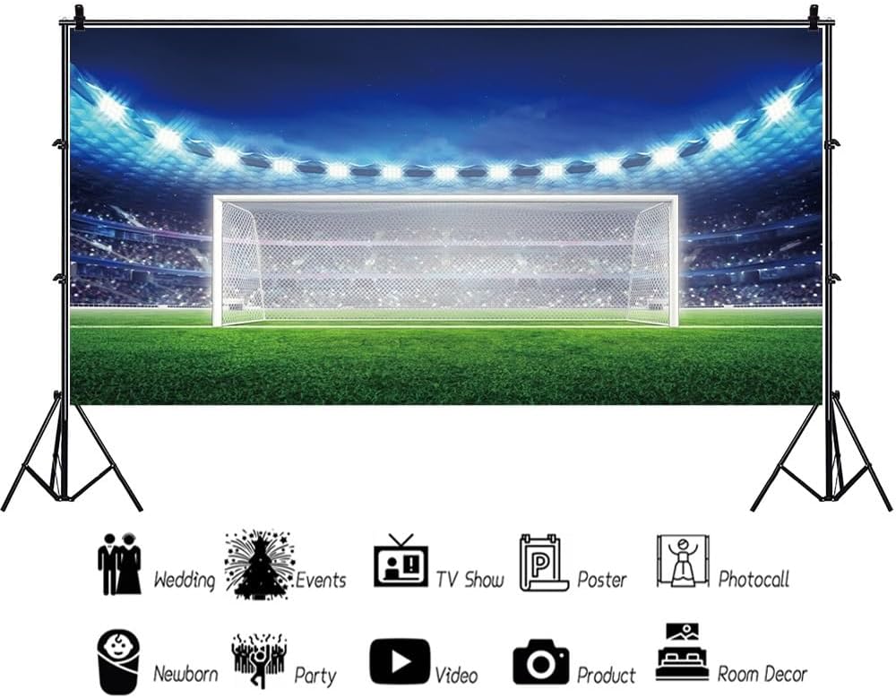 Renaiss 3x1.5m Fussballfelder Fotografie Hintergrund Fussballtor Sportspiel Hintergrund Fussball Fot