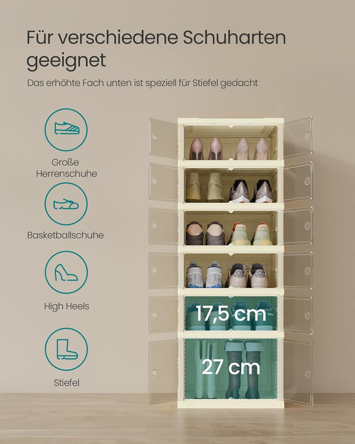 SONGMICS Schuhschrank, schmal, faltbar, Schuhregal, Organizer, transparente Tür, für 12 Paar, für St