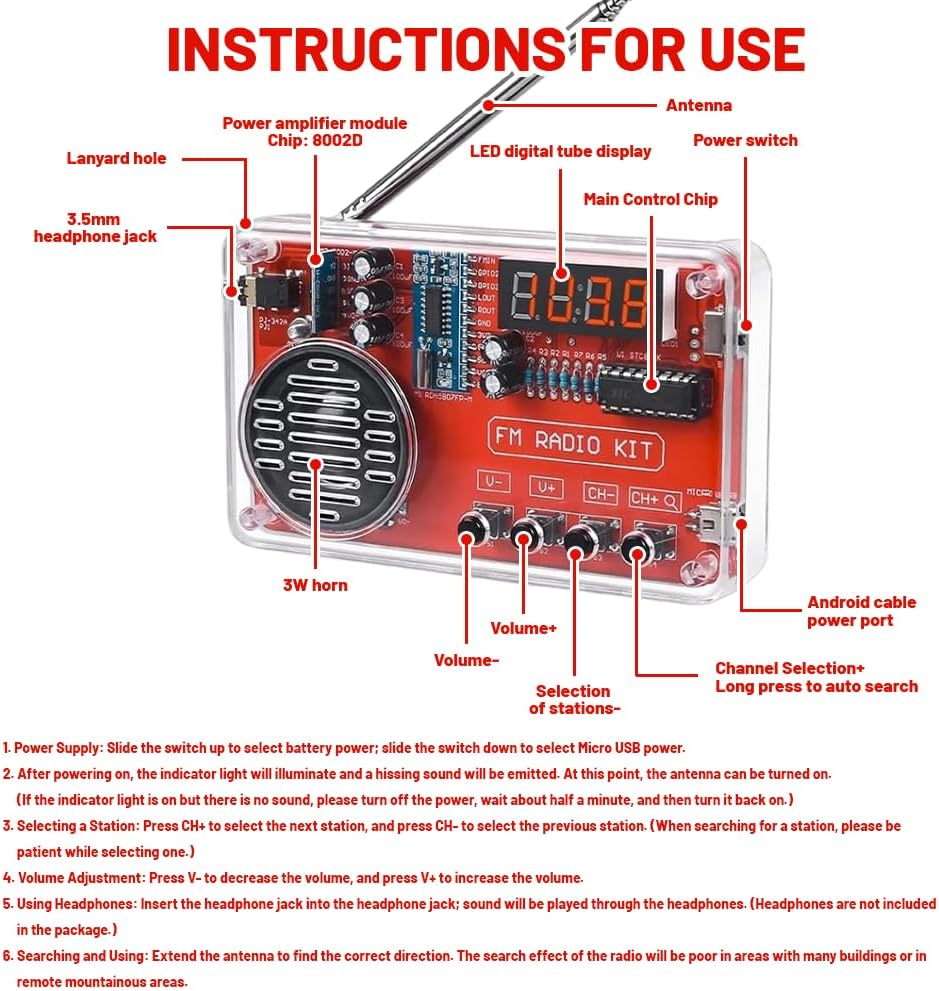Elektronik Lötübung Kit mit Digitalem Radio und Display, DIY Elektronik Bausatz mit LadeModul für An
