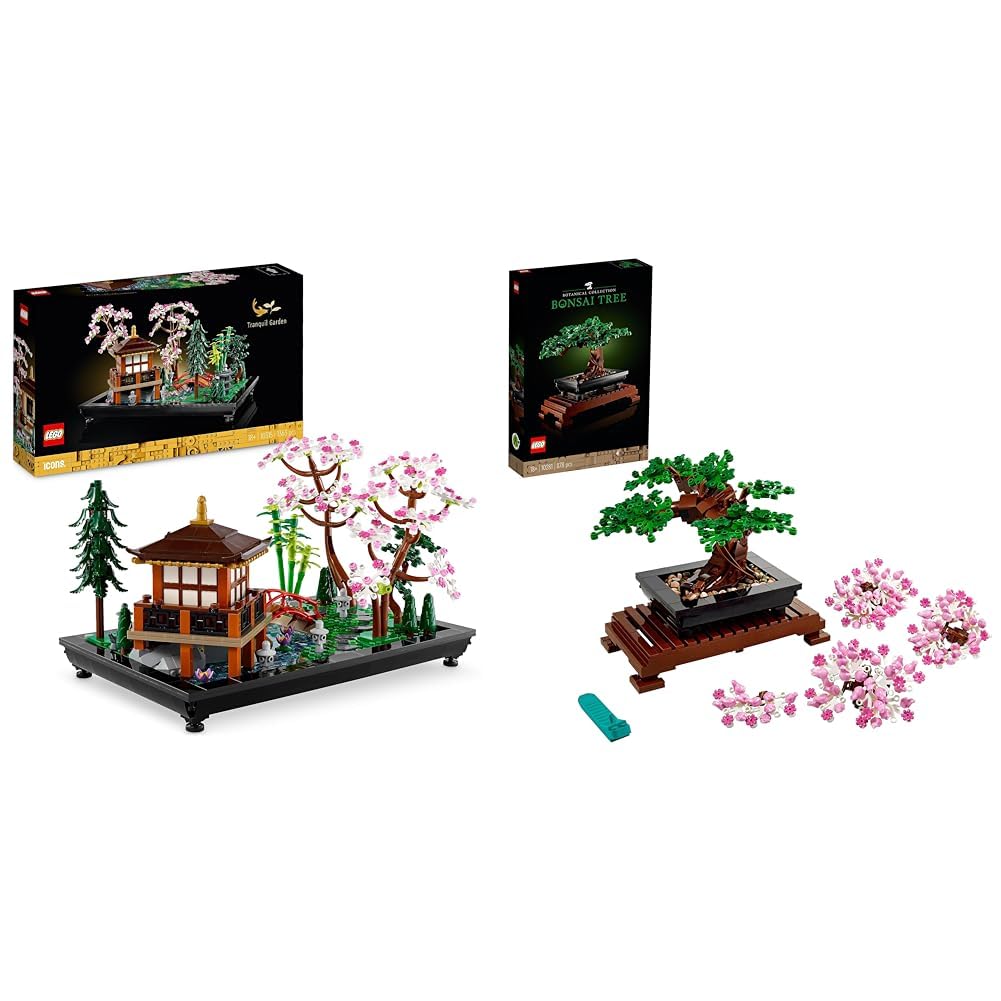 LEGO Icons Garten der Stille, Botanical Zen-Garten-Set für Erwachsene mit Lotusblumen & Icons Bonsai