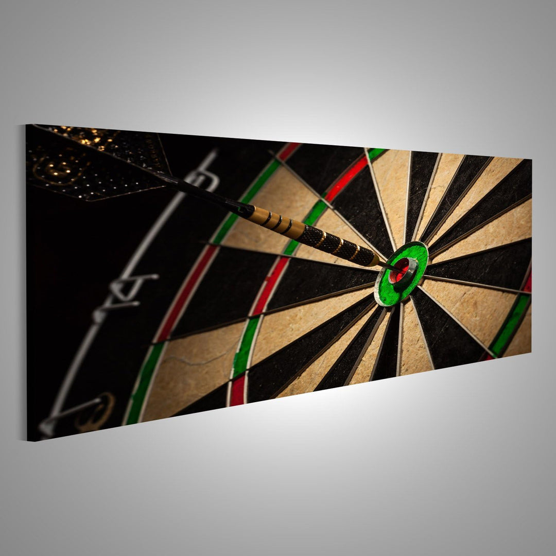 islandburner Bild auf Leinwand Dart In Bulls Eye Close Up Bilder Wandbilder Poster Leinwand 120x40cm