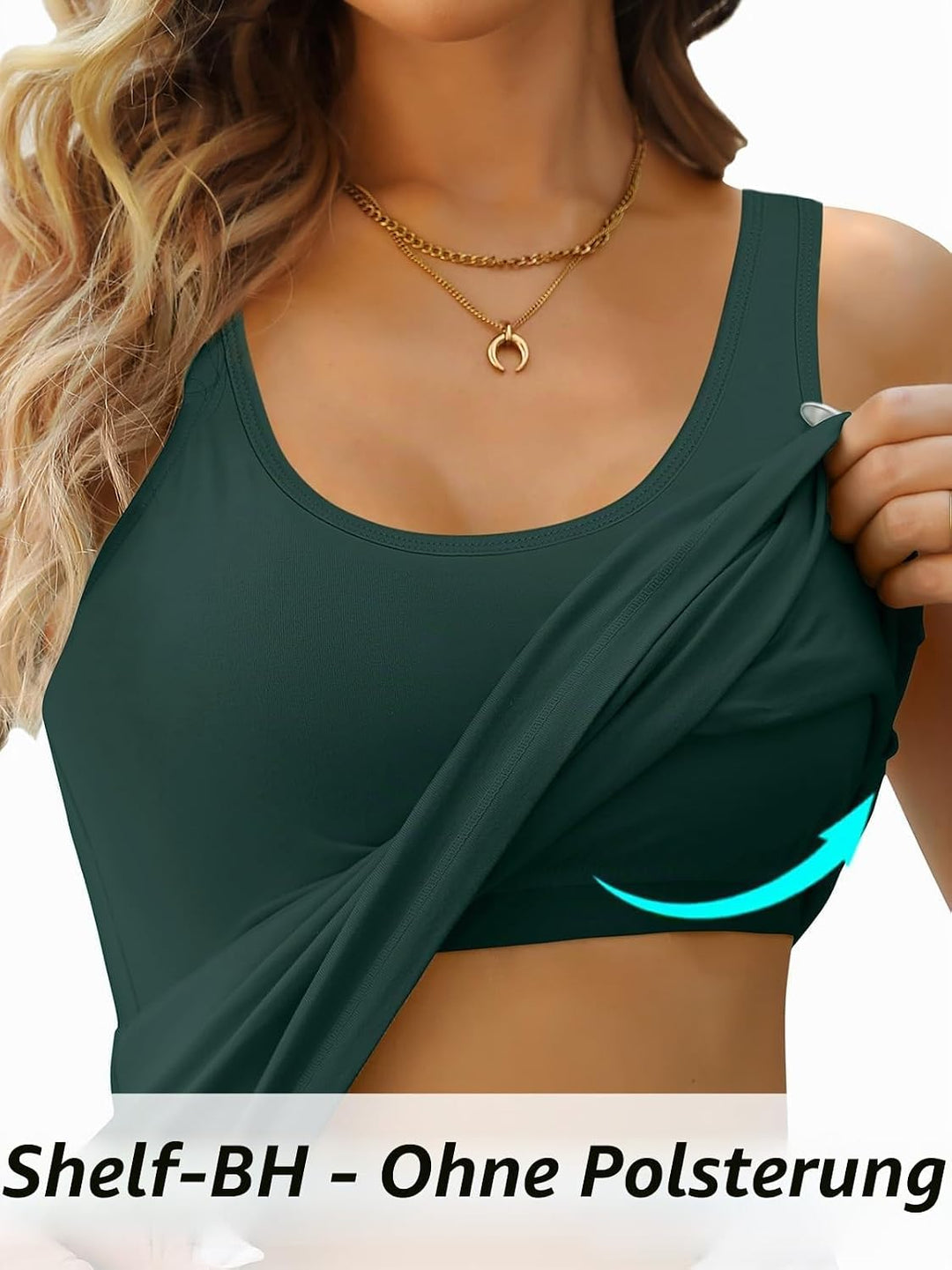 Charmo Unterhemd Damen BH-Hemd Basic Racerback Tank Tops mit Regal-BH Baumwoll Stretch eng Top Slim